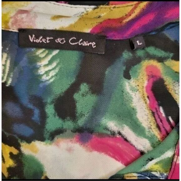 Violet & Claire womens floral tropical 90's style button up blouse large exotic - Picture 2 of 5